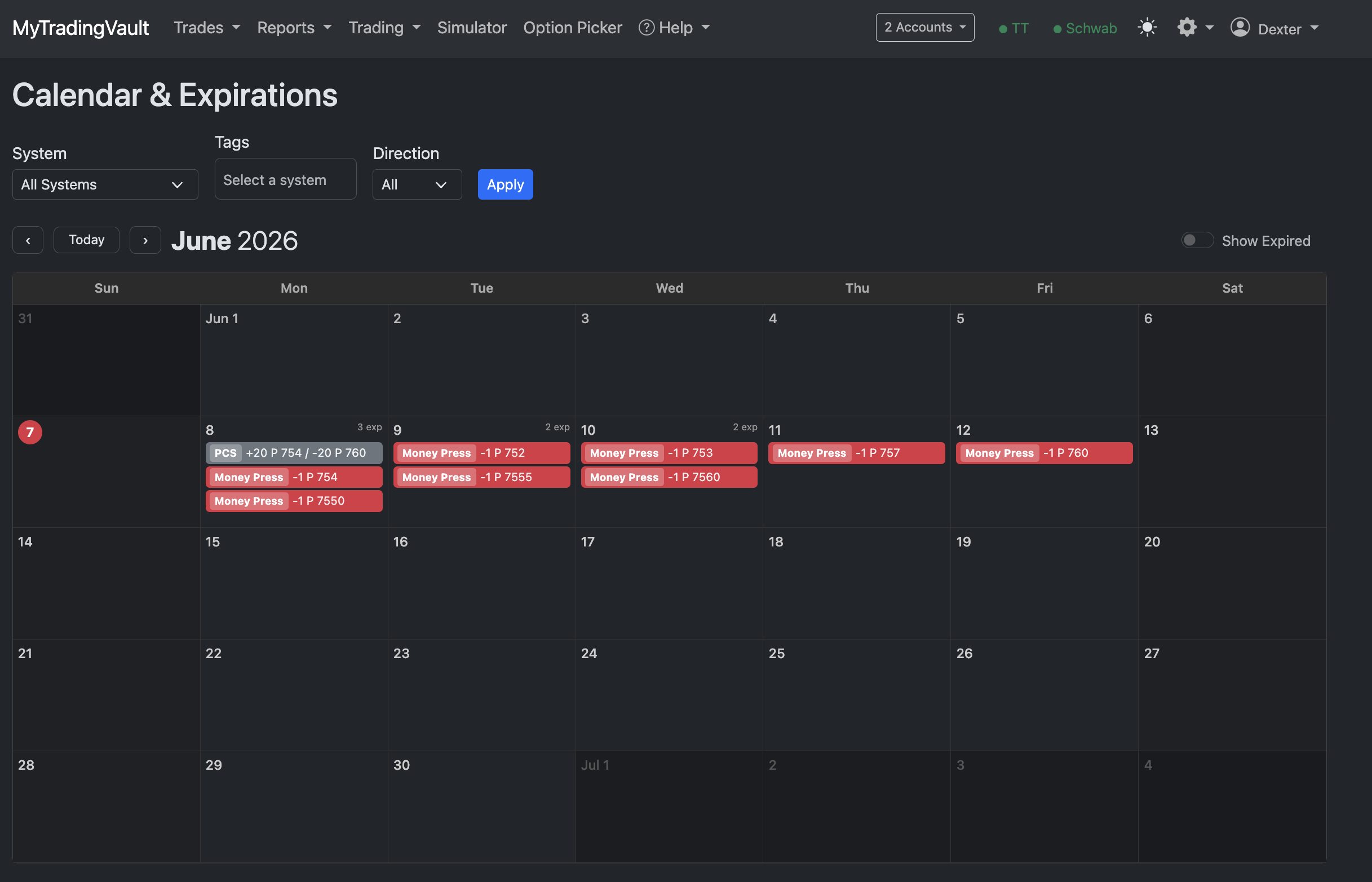 Expiration Calendar